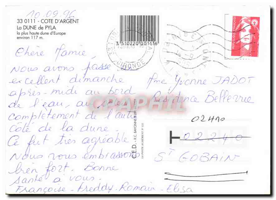 Dune de Pyla, 117 m. — la plus haute d'Europe — CPAPHIL — Reverso