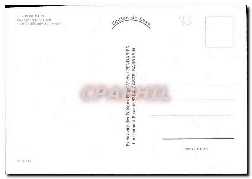 CPM Bordeaux la tour Pey Berland et la Cathedrale St Andre  — Verso