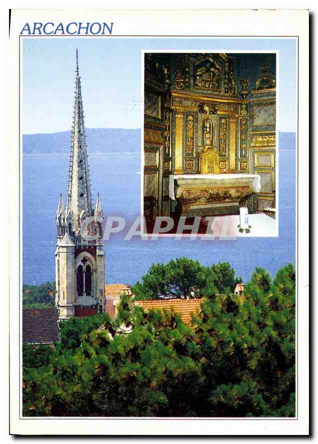 CPM Bassin d'Arcachon Arcachon Gironde la Basilique Notre Dame A l'interieur se trouve la Chapelle d