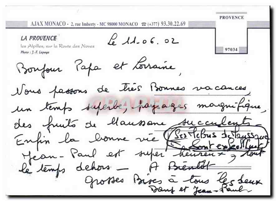 CPA La Provence les Alpilles sur la Route des Noves  — Rückseite