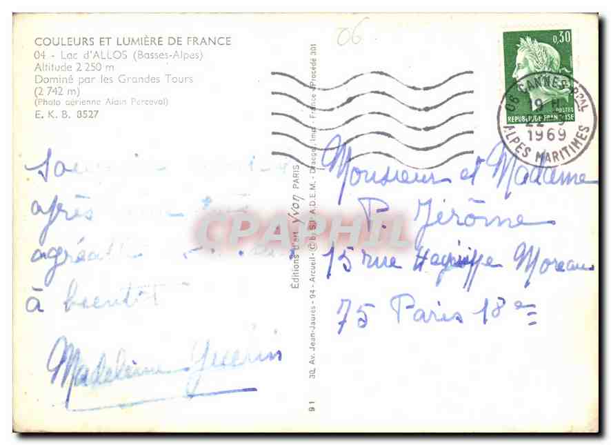 Lac d'Allos — Basses-Alpes — Éditions Véron, n° 0527 — Reverso