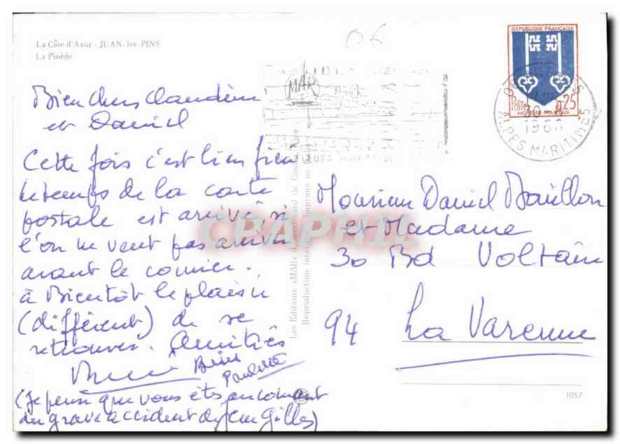 CPA la Cote d'Azur Juan les Pins la Pinede Snack Bar — Rückseite