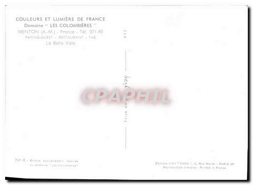 CPA Couleurs et Lumiere de France Domaine les Colombieres  — Rückseite