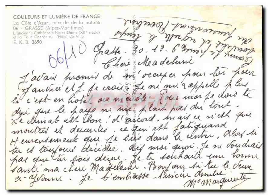 CPA Couleurs et Lumiere de France la Cote d'Azur miracle de la nature Grasse Alpes Maritimes l'ancie — Rückseite