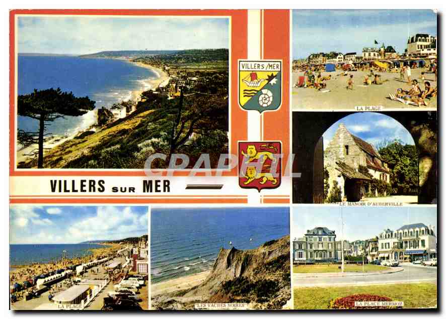 CPM La Cote Fleurie Villers sur Mer Calvados Lion La plage Vaches noires Place Mermoz Manoir d'Auber
