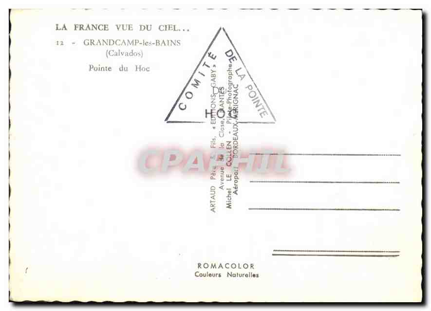 Pointe du Hoc — Grandcamp-les-Bains (Calvados) — Comité de la Pointe / Artaud & Cie — Verso