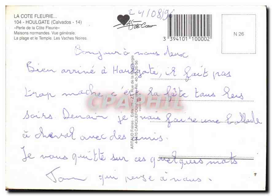 Houlgate — Vue générale — Artaud Frères, N°26 — Rückseite