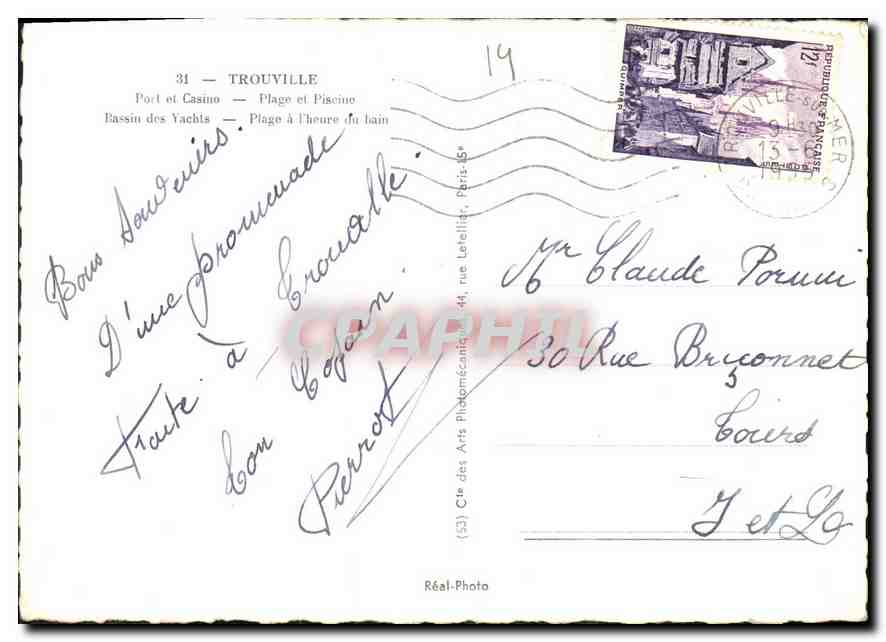 CPM Trouville Port et Casino Plage et Piscine  — Verso