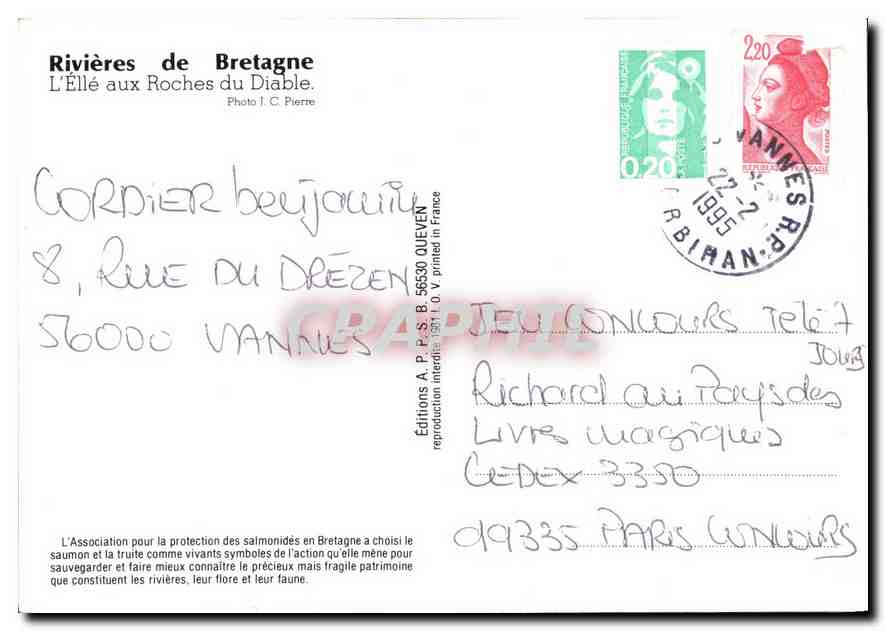 CPM Rivieres de Bretagne L'Elle aux Roches du Diable  — Rückseite