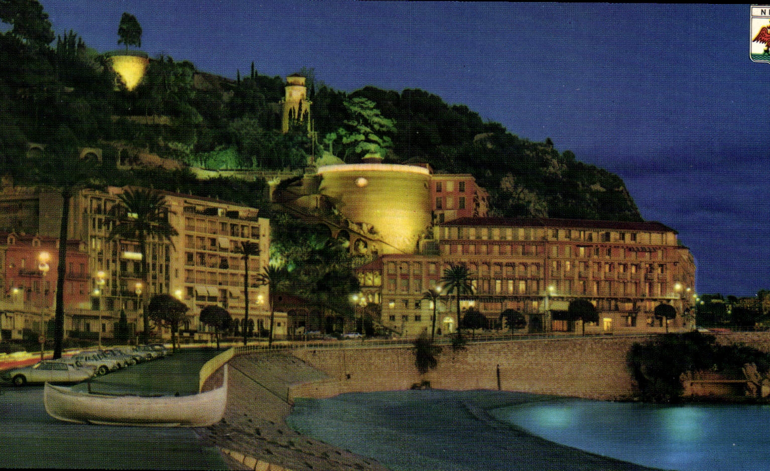CPM Cote d'Azur French Riviera Nice Alpes Maritimes La Colline du Chateau la nuit 
