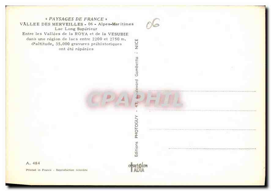 CPM Vallee des Merveilles Alpes Maritimes Lac Long Superieur  — Rückseite