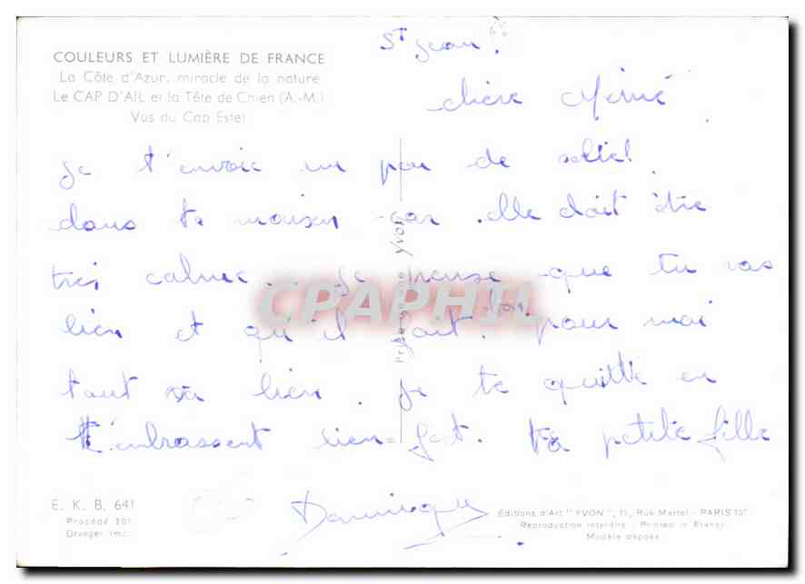 CPM La Cote d'Azur Miracle de la Nature  — Verso