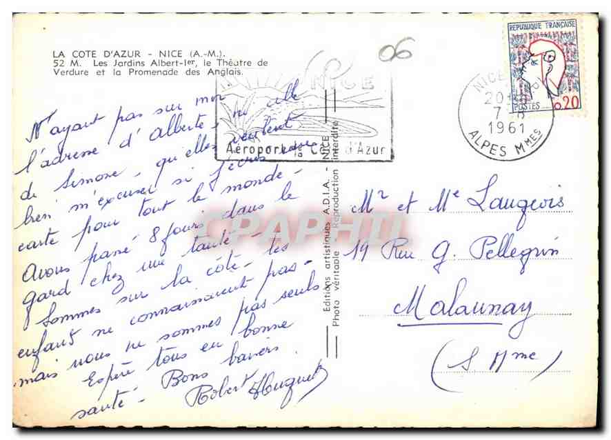 CPM La Cote d'Azur Nice Les Jardins Albert Le Theatre de Verdure et la Promenade des Anglais  — Rückseite
