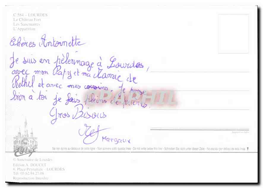 CPM Lourdes Le Chateau Fort  — Verso