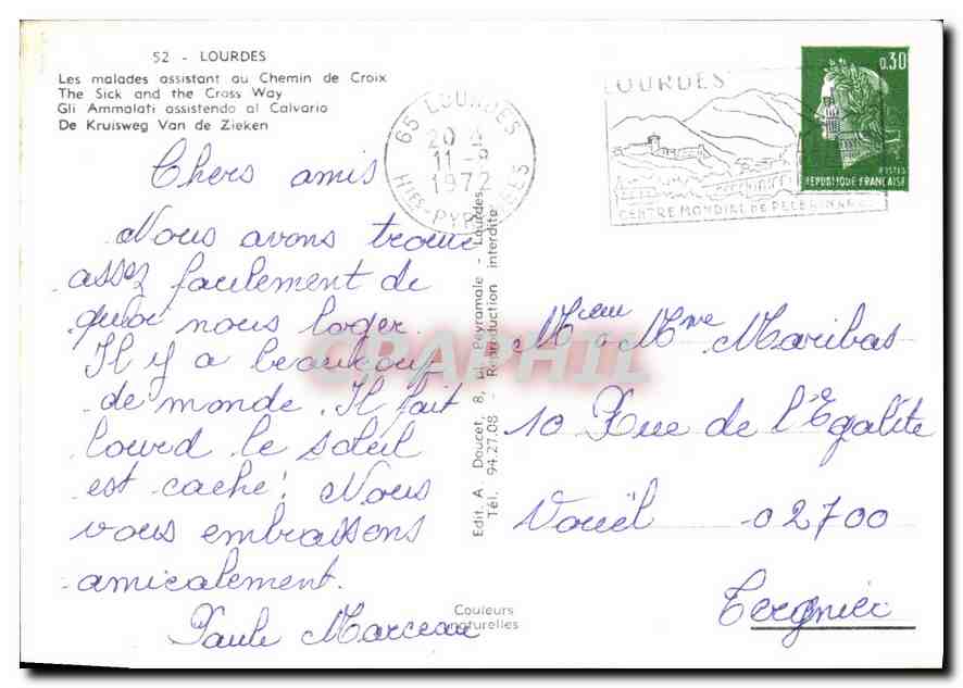 CPM Lourdes  Les Malades Assistant au Chemin de Croix  — Verso