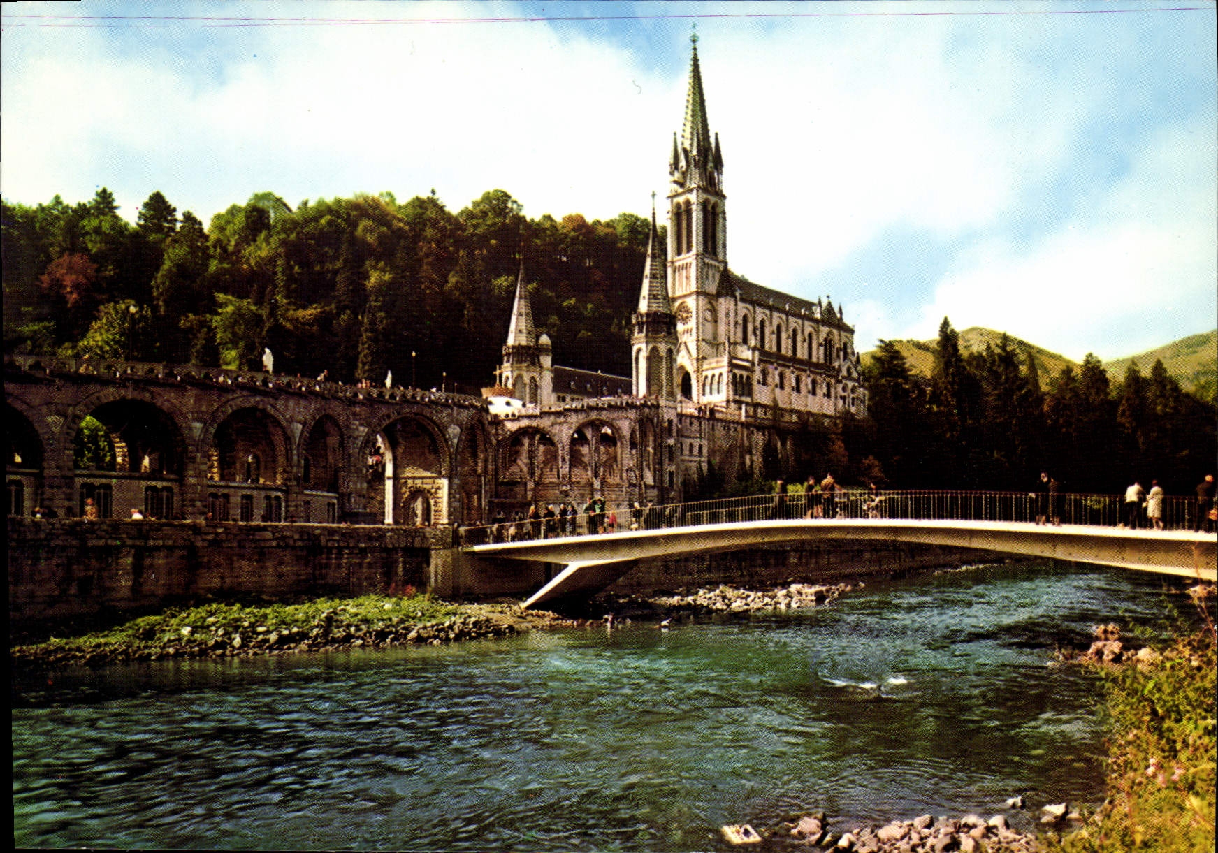 CPM Lourdes  Hautes Pyrenees La Basilique et le Gave 