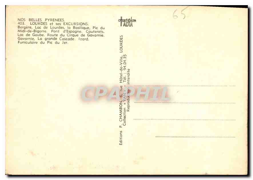 CPM Belles Pyrenees Lourdes et ses Excursions  — Verso