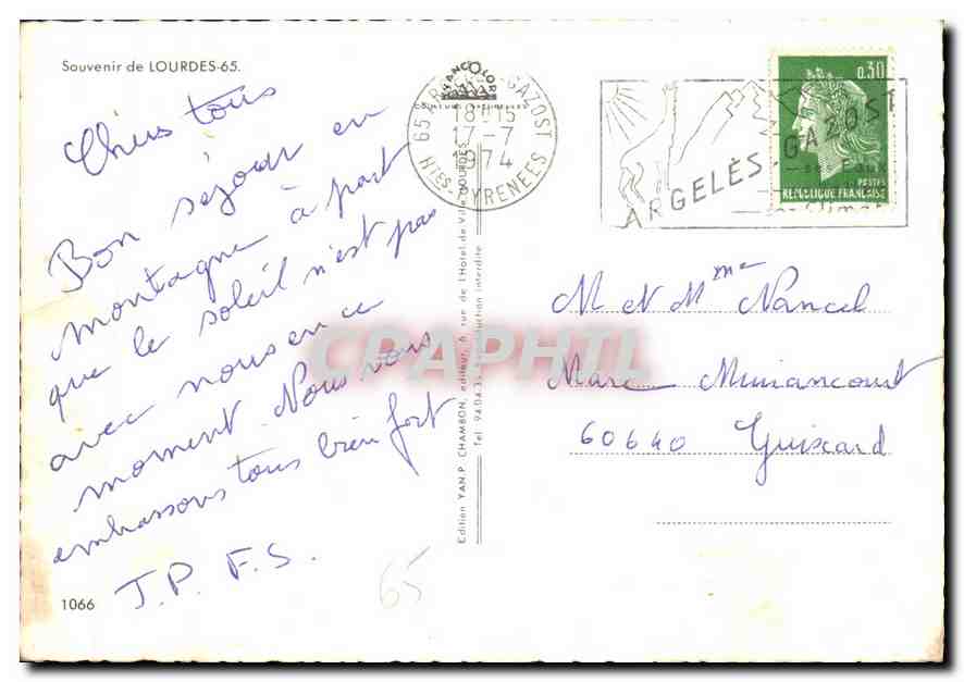 CPM Souvenir de Lourdes  — Rückseite