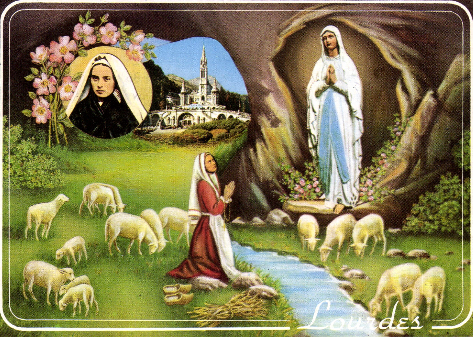 CPM Lourdes La Basilique et l'Apparition 