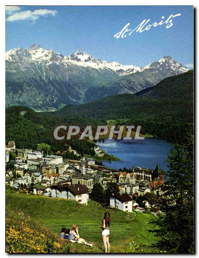 CPM St Moritz mit Piz Languard und Piz Albris 