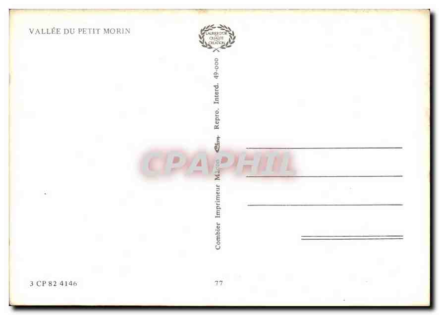 La Vallée du Petit Morin — carte postale panoramique — Imprimeur Combier, n° 3 CP 82 4146 — Rückseite