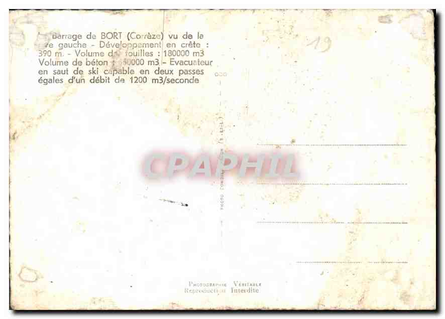 CPM Barrage de Bort Correze vu de la gauche  — Rückseite