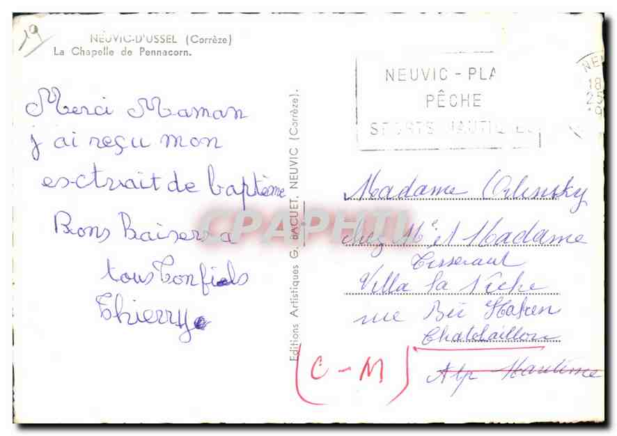 CPM Neuvic d'Ussel Correze La Chapelle de Pennacorn  — Rückseite