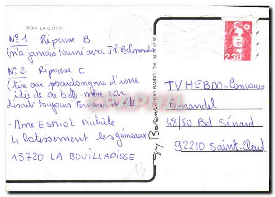 CPM La Ciotat Bateaux — Rückseite