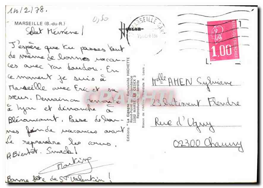 CPM Marseille B du R Bateaux Peche — Rückseite