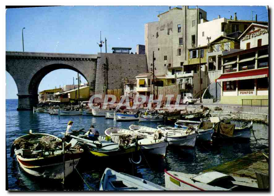 CPM Marseille Promenade de la Corniche Vallon des Auffes Bateaux