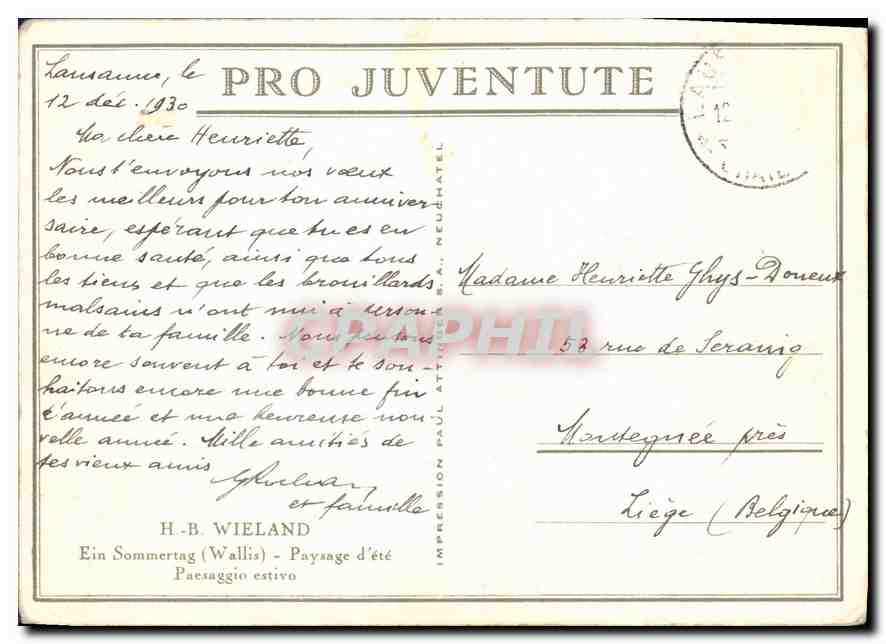CPM H B Wieland Ein Sommertag Wallis  — Verso