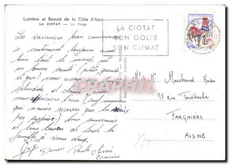 CPM Lumiere et Beaute de la Cote d'Azur La Ciotat  — Rückseite