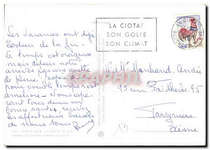 CPM Cote d'Azur La Ciotat  — Rückseite