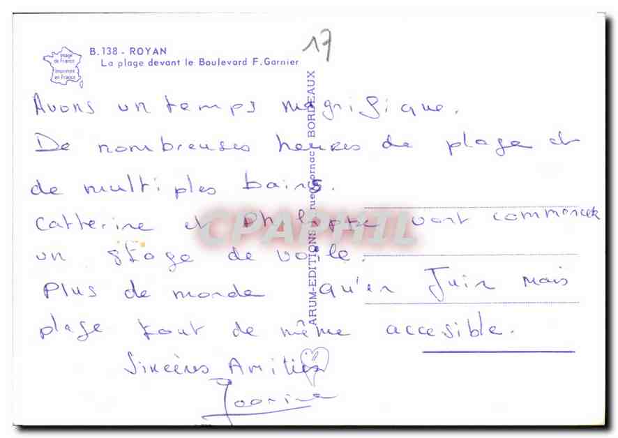 CPM Royan La Plage devant le Boulevard F Garnier Catamaran Bateaux — Back