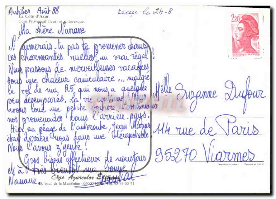 Ambérieu-en-Bugey — Coin provençal fleuri et pittoresque — Eys Azurcolor Éditions — Verso