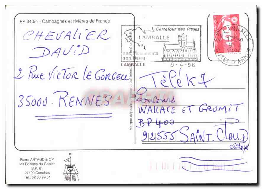 CPM Campagnes et rivieres de France  — Rückseite