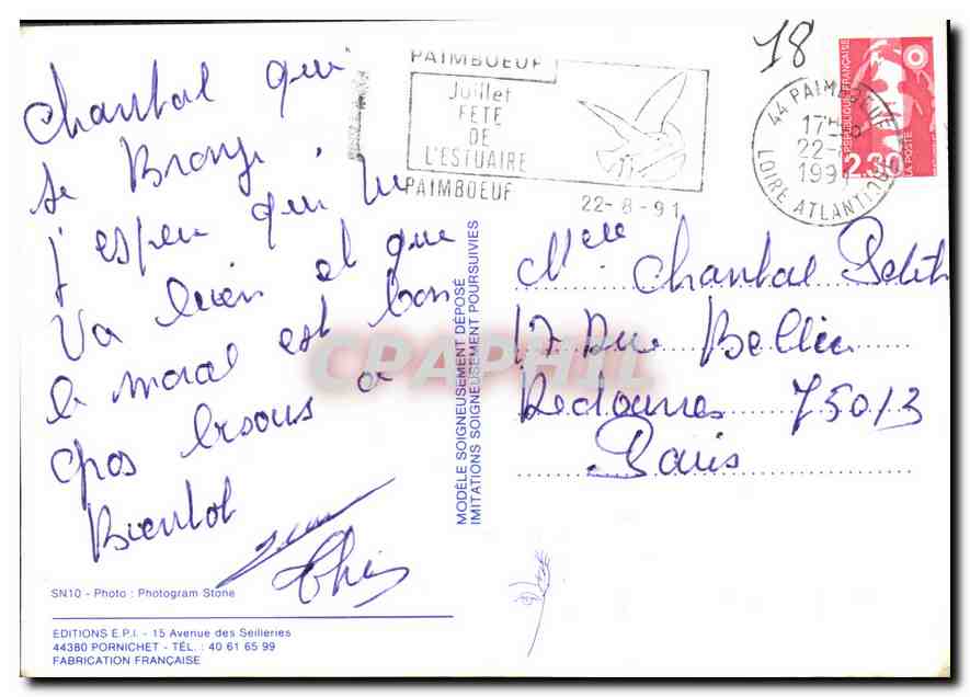 CPM Femme Vacances trop courtes — Verso