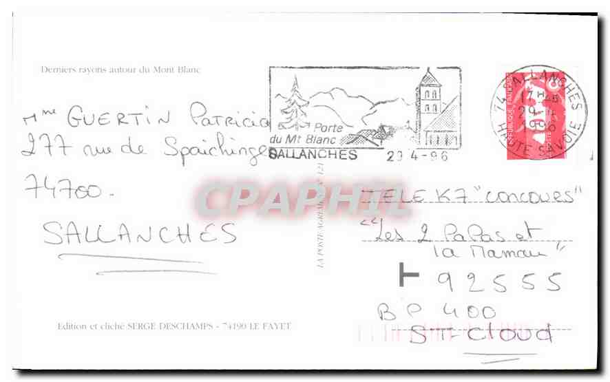 CPM Au Pays du Mont Blanc  — Verso
