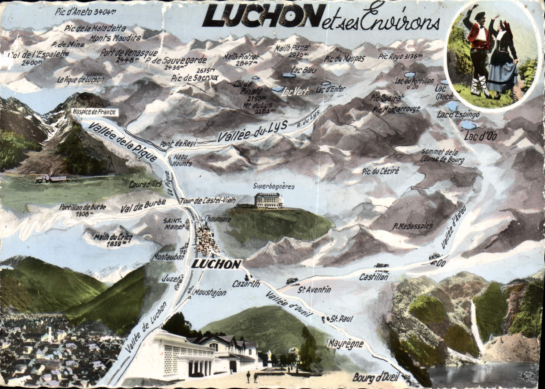 Luchon et ses Environs — Carte postale touristique — Éditeur : N.T. Ca des Arts Photomécaniques