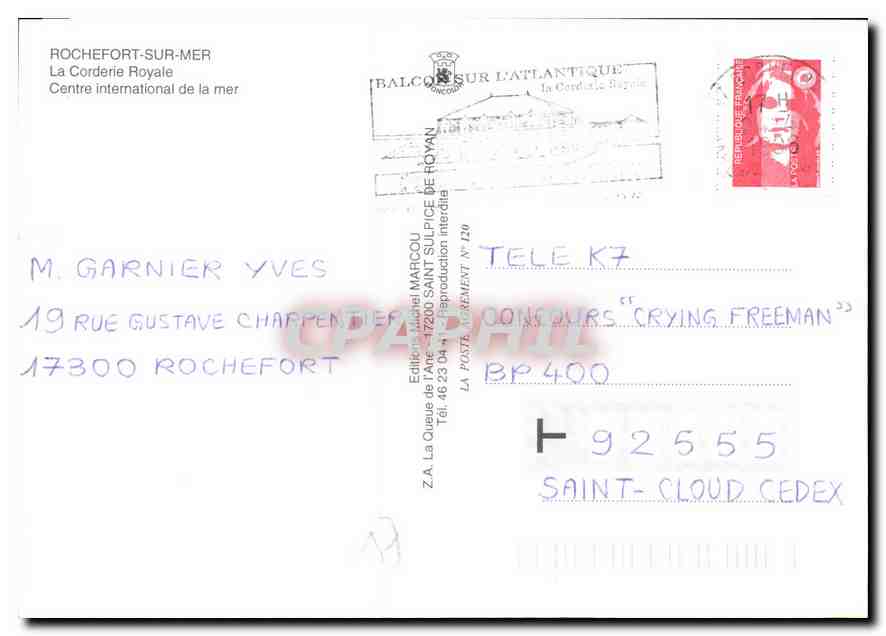 CPM Rochefort sur Mer La Corderie Royale Centre International de la Mer  — Back