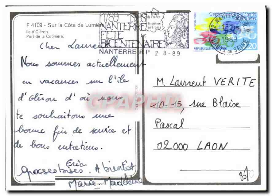 Port de la Cotinière — Arjac — éditeur Arjac, n° F 4109 — Reverso