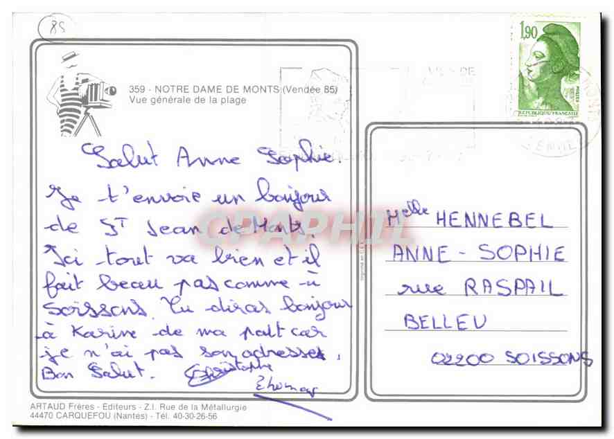 CPM Notre Dame de Monts Vue generale de la plage  — Rückseite