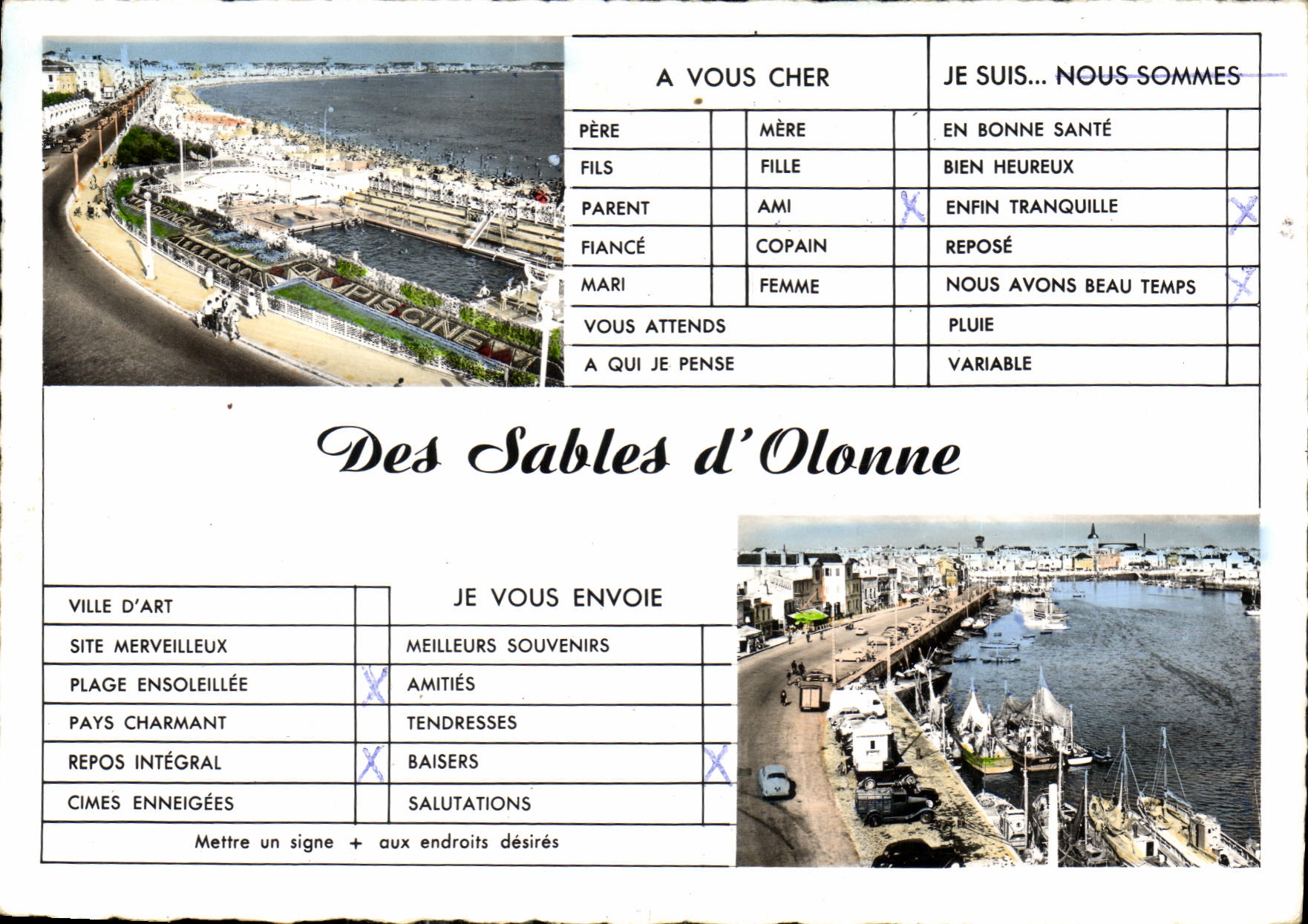 Les Sables d'Olonne — Vue du port et de la plage — Cie des Am. Photodécoratifs
