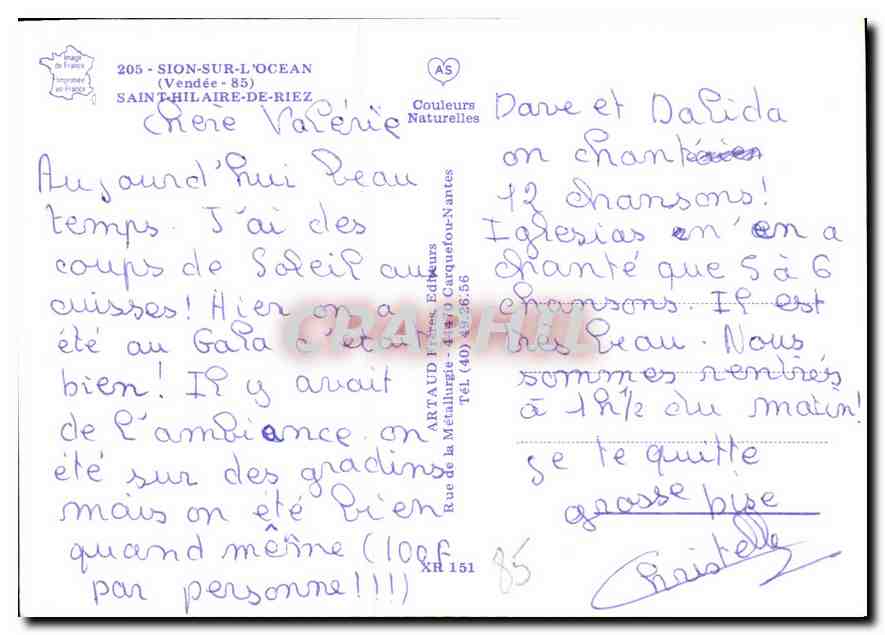 CPM Sion sur Mer La Plage Le Camping Le Jet d'Eau  — Back