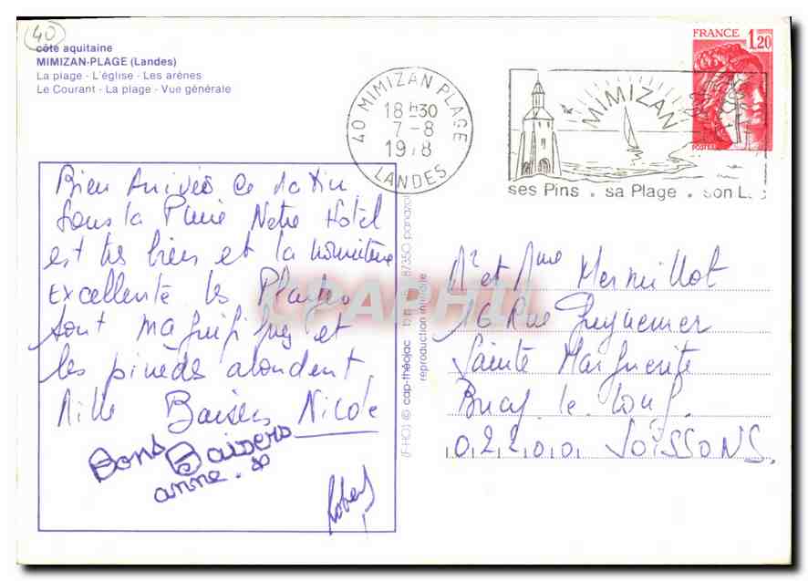 CPM Cote Aquitaine Mimizan Plage Lac Foret  — Rückseite
