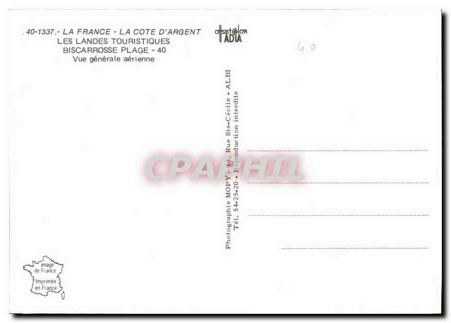 CPM La France La Cote d'Argent Les Landes Touristiques Biscarrosse Plage Vue generale aerienne  — Rückseite