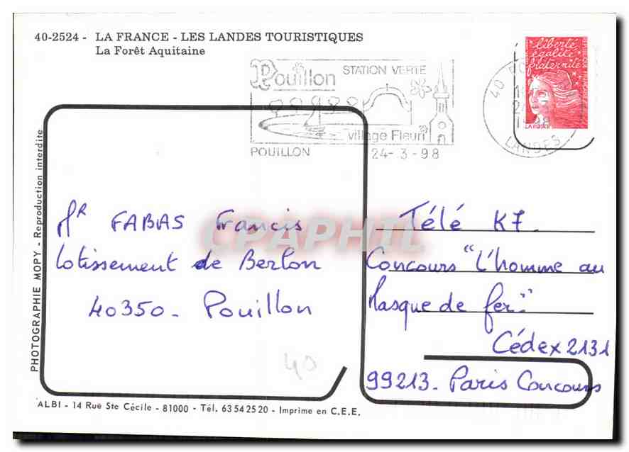 Forêt d'Aquitaine — Pouillon — Éditeur : La France - Les Landes Touristiques — Rückseite