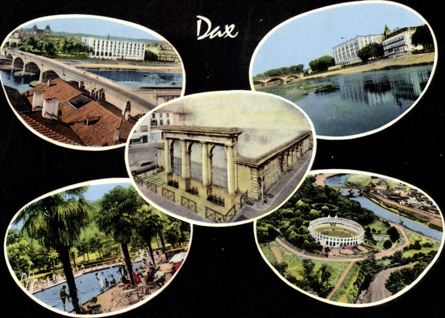 CPM Dax Landes Le Pont sur l'Adour l'Hotel Splendid et l'Hotel des Thermes 