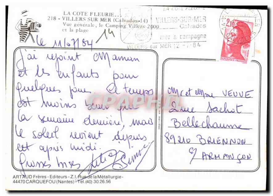 CPM La Cote Fleurie Villers sur Mer Calvados Vue generale le Camping Villers et la plage  — Rückseite