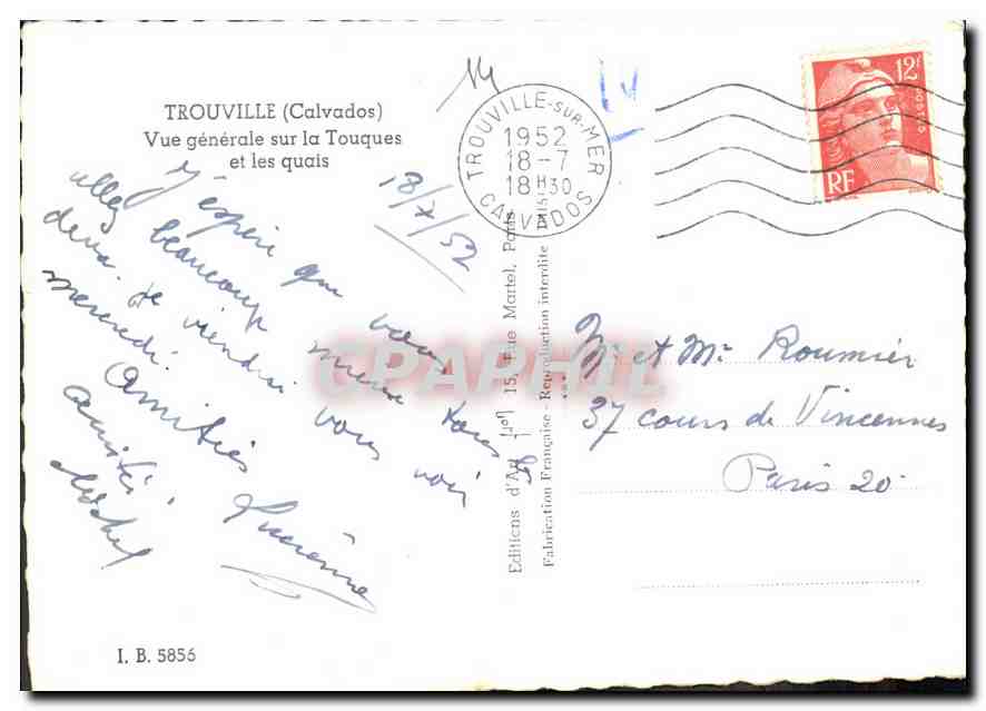 CPM Trouville Calvados Vue generale sur la Touques et les quais  — Verso